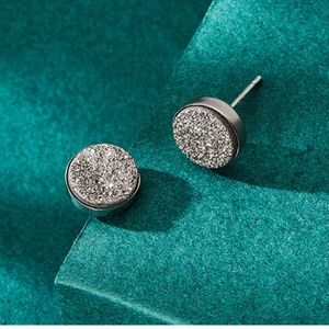 S925 silver round crystal unisex stud earrings